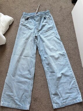 GAP Light Blue Elastic Waist Denim Wide Leg Jeans Tall